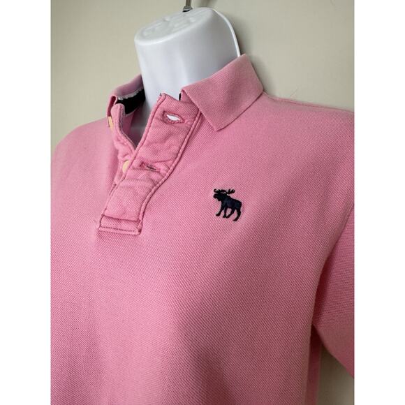 VTG Y2K Abercrombie & Fitch Women’s Polo M Pink Moose Preppy College Millennial - Picture 2 of 14